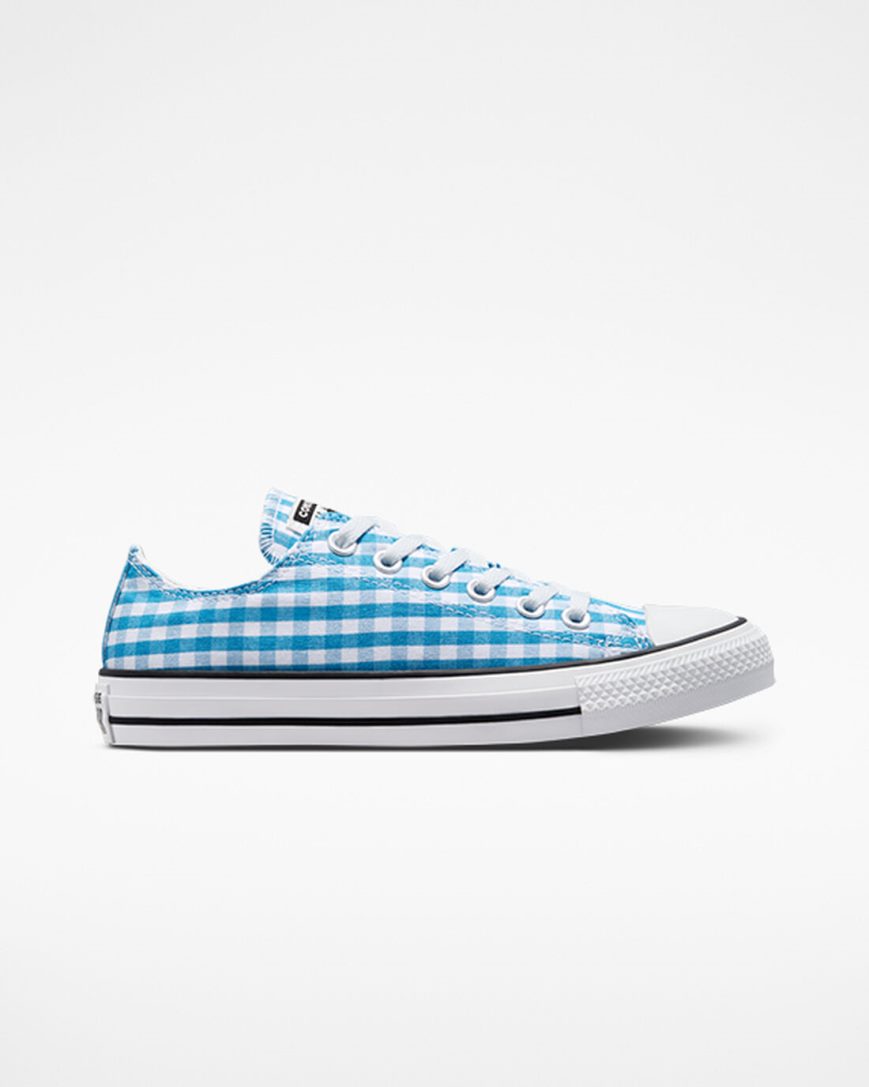 Tenisi Dama Converse Chuck Taylor All Star Gingham Albastri Albi Negrii | RO XCT13D605